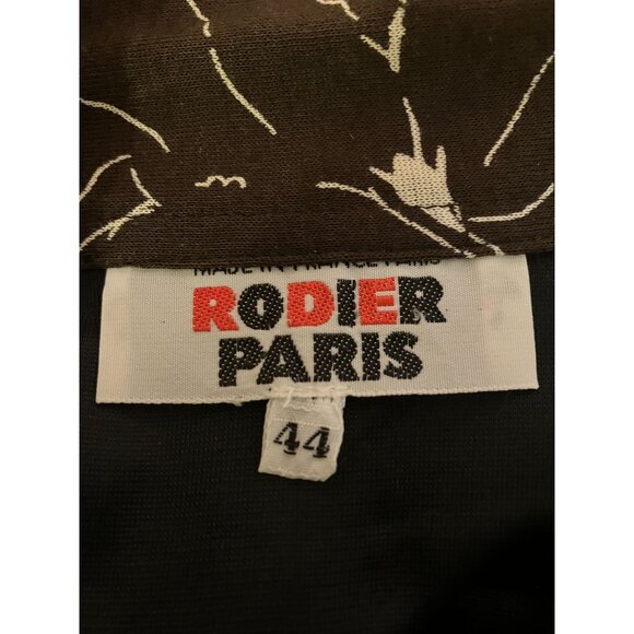 VTG Rodier Paris Autumn Leaves Dress 44 (L) Belted Playful Minimalist Neutral - Picture 10 of 13
